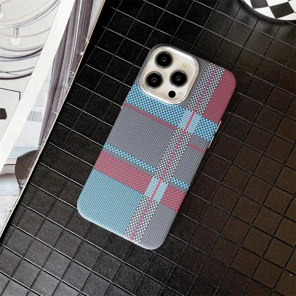 Colourful Kevlar Pattern MagSafe Case For iPhone 11 12 13 14 15 16 17 Pro Max Wireless Charging Cover