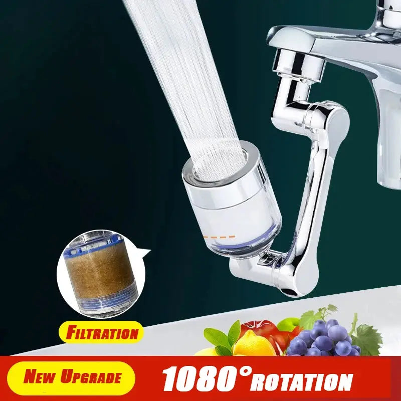 1080 Degree Rotatable Faucet Extender Universal Bathroom Kitchen Adapter Aerator For Multi Directional Spray
