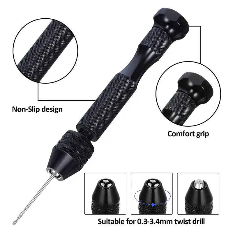 Micro Mini Pin Vise Hand Drill With Twist Bits Rotary Tool Set For DIY Craft Jewelry Making Resin Polymer Clay Carving