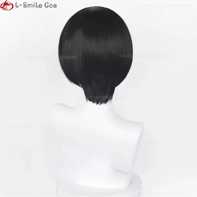 Ada Wong cosplay wig, 32cm short black heat-resistant synthetic hair with wig cap by Simples Market