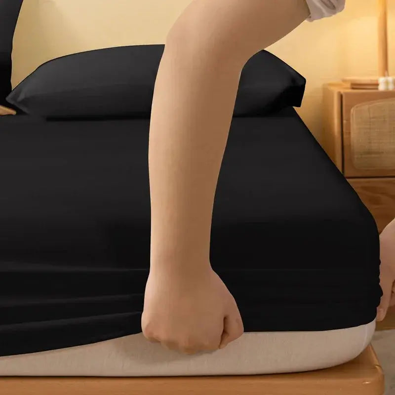 1 Piece Solid Pure Black Bedsheet For Bedroom Bedding Excludes Pillowcases Single Size