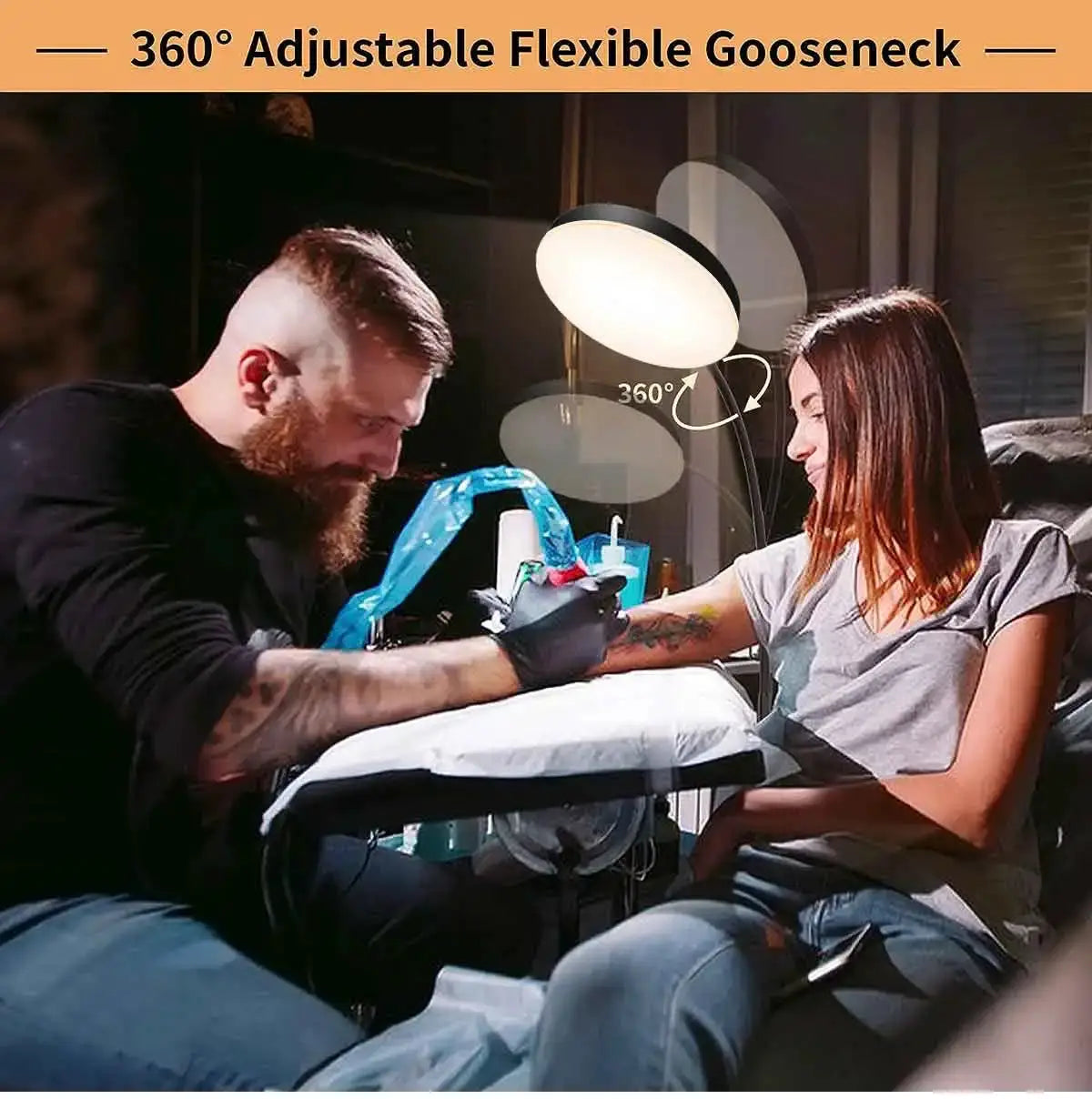 Simples Market LED floor lamp with 360° adjustable gooseneck, dimmable indoor task light