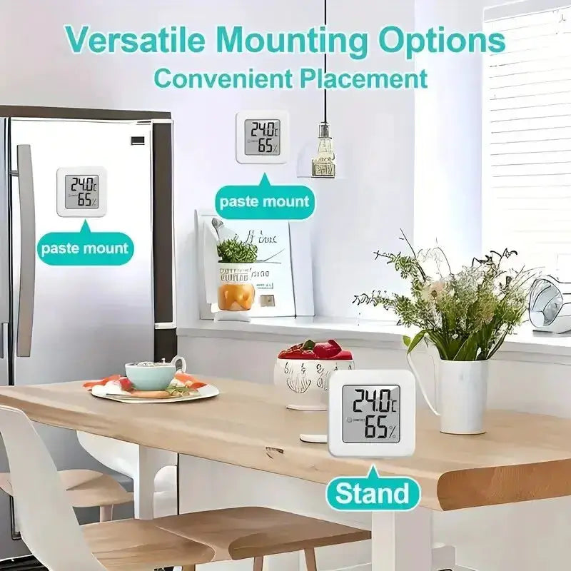 HomeTech Indoor Mini Temperature Humidity Meter Portable Digital Display Real Time Readings
