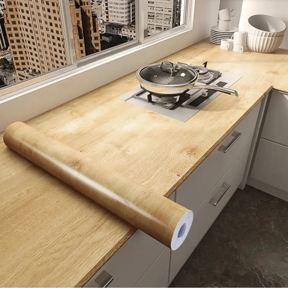 NovaDecor Wood Grain Vinyl Wallpaper Roll Waterproof Self Adhesive For Easy Furniture And Cabinet Updates