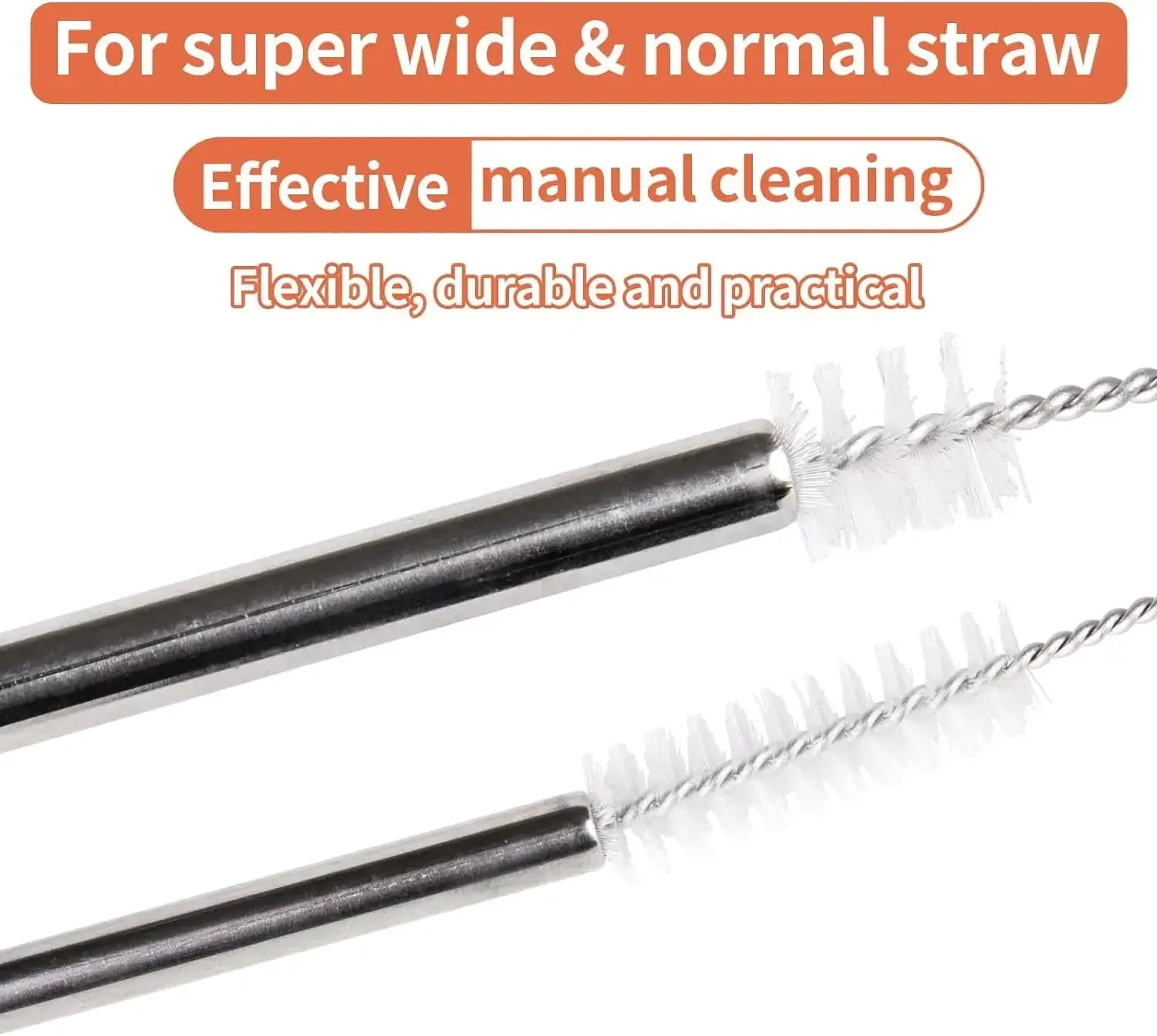 Simples Market drinking straw cleaning brush kit with long stainless steel handles and nylon bristles (2-pack)