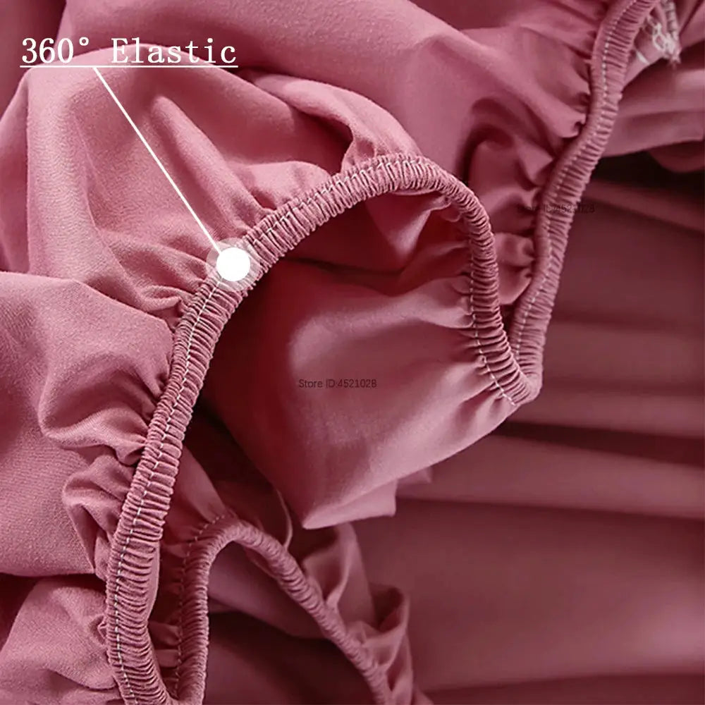 Full Size cotton fitted sheet with elastic bands in pink by Simples Market