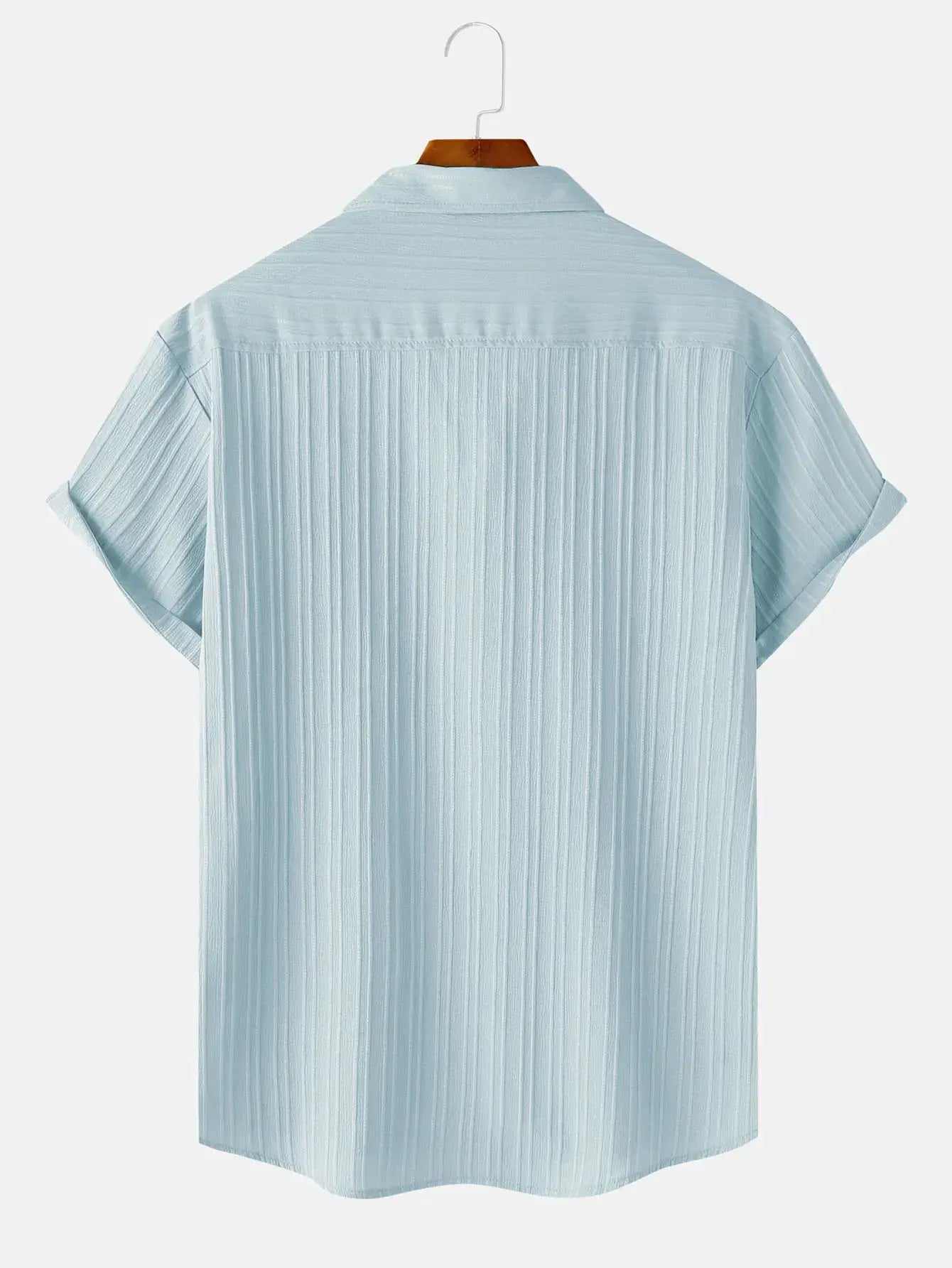 Men's short-sleeve shirt by Simples Market in light blue with vertical pleats
