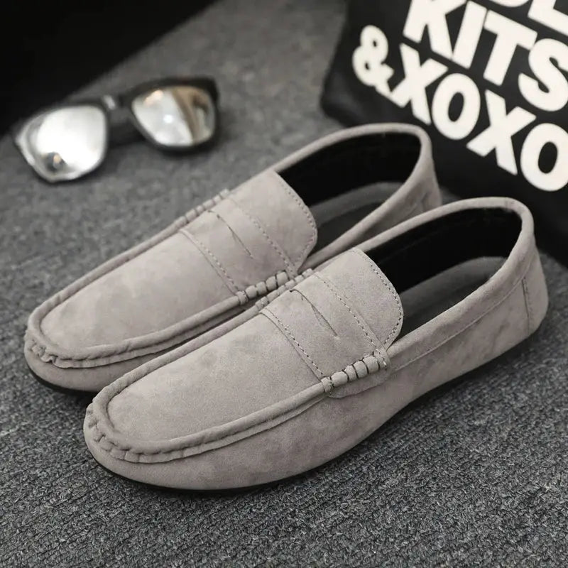 Simples Market 2026 casual men's driving loafers in grey suede