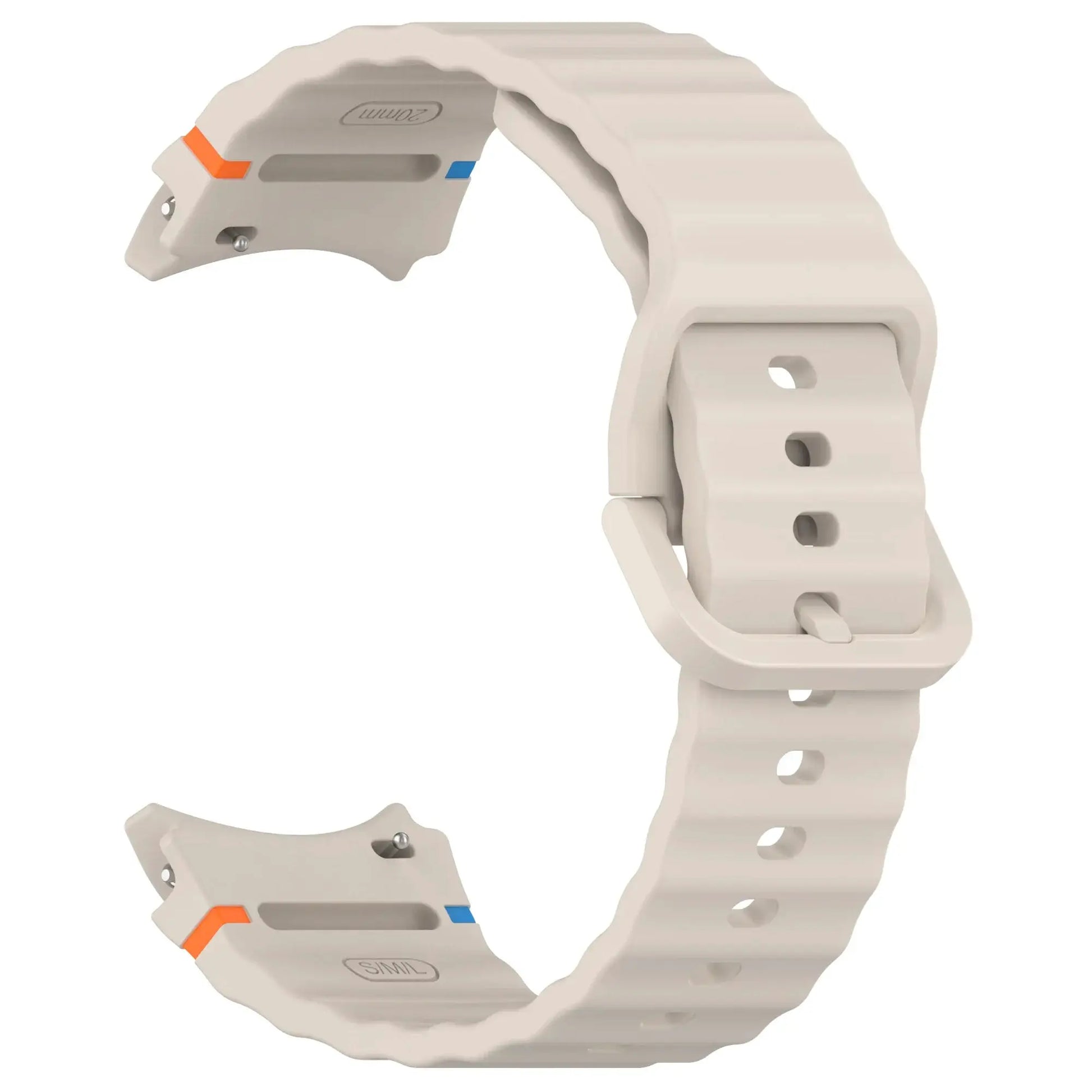 Original Simples Market silicone Galaxy Watch strap in beige for 44mm/40mm models.