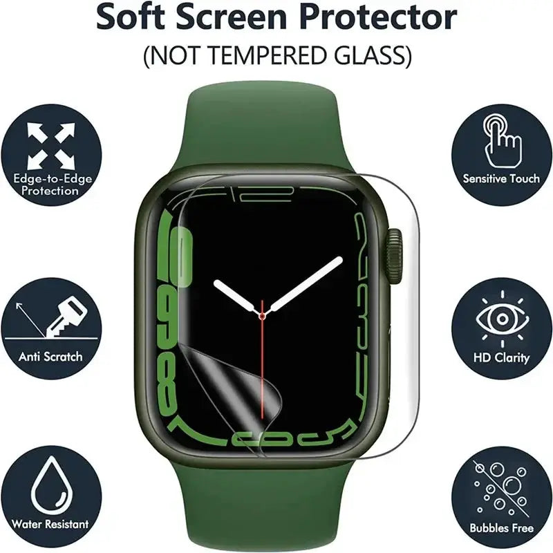 Simples Market 5-pack clear hydrogel screen protectors for Apple Watch, fits 38–49mm sizes