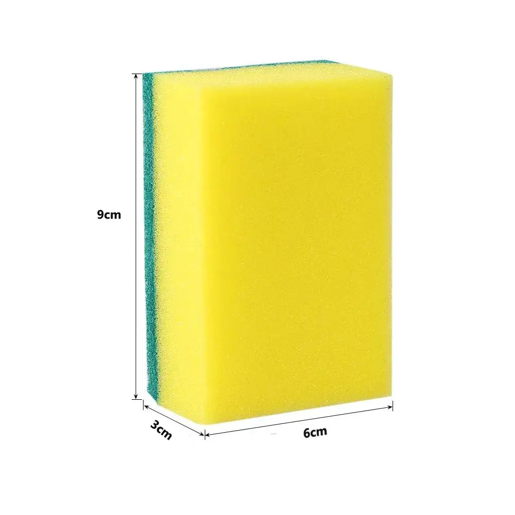 Simples Market double-sided kitchen sponge scrub pad, yellow with green scouring side, 9x6x3 cm
