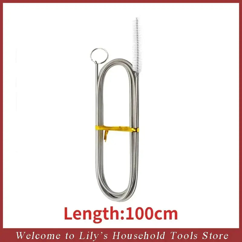 Long stainless steel fridge drain dredge, flexible cleaning tube, 100 cm length