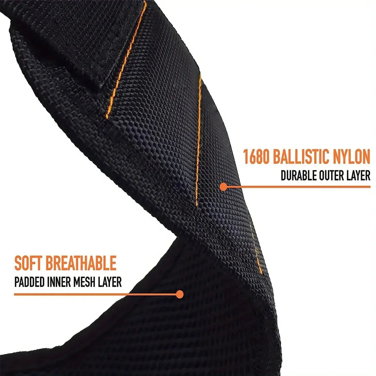 Magnetic tool wristband in black 1680 ballistic nylon with soft breathable padded inner mesh