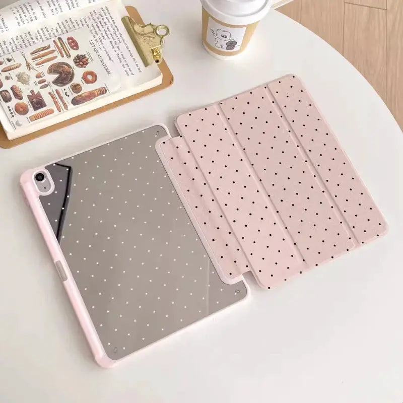 Polka Dot Pro Case Black Polka Dots Trifold Case For iPad Pro Air Mini And Standard Models With Stand Protection