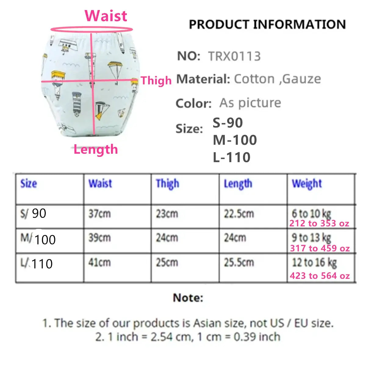Breathable Cotton Baby Training Pants 0 to 3 Years Reusable Cloth Nappy Toilet Training Pants for Newborns