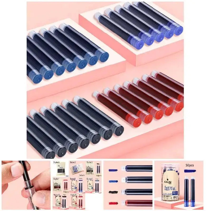 50pcs fountain pen ink set in black, blue and red; large-capacity calligraphy ink by Simples Market