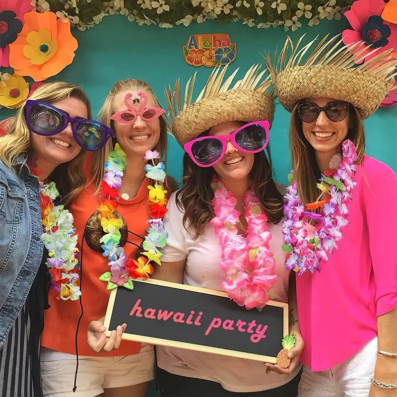 Hawaiian Flower Lei Garland 10 20 50 Pcs Artificial Wreath Necklace for Luau Party Summer Birthday Wedding Decorations