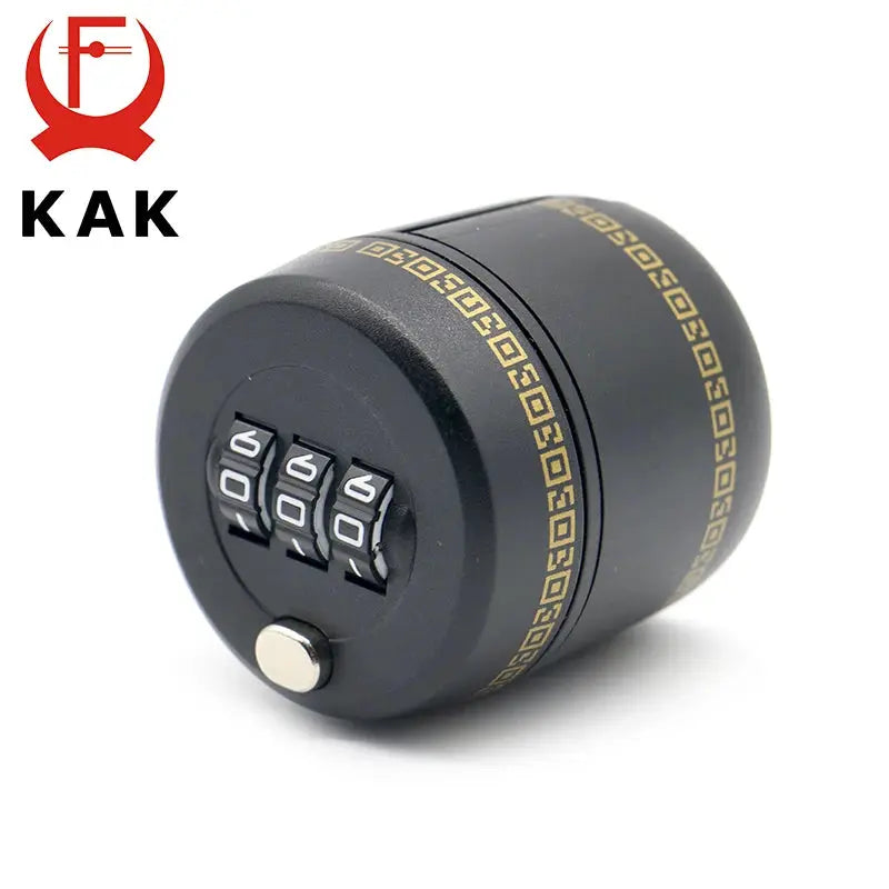 KAK black plastic bottle stopper with 4-digit combination lock and gold patterned band