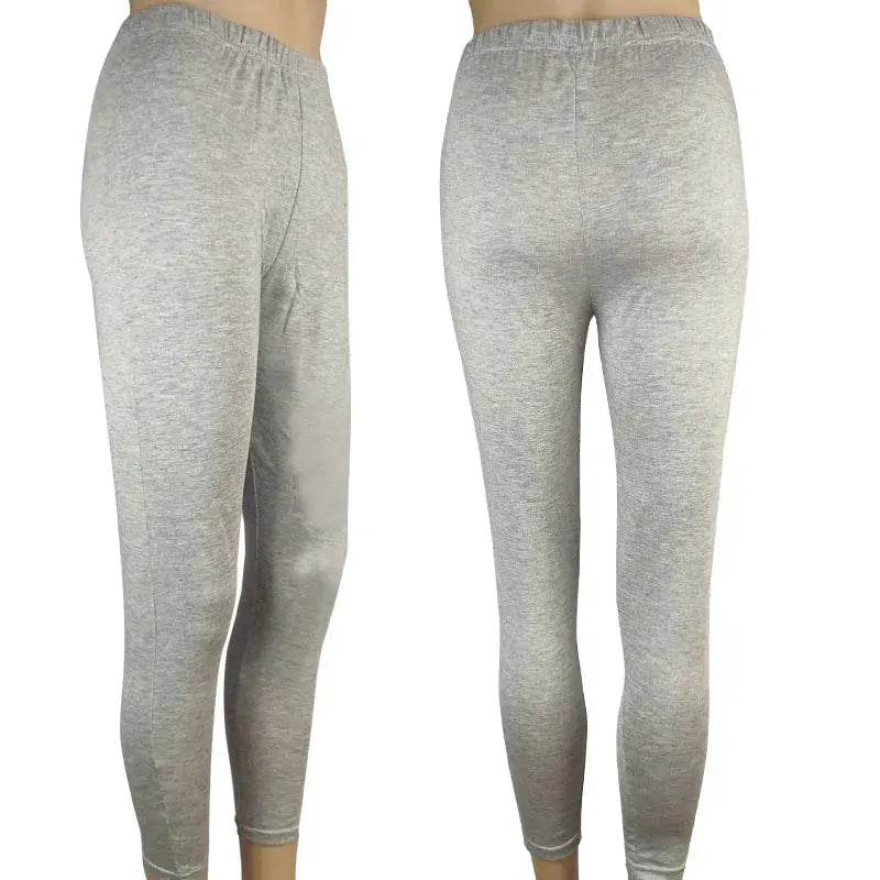 Women elastic waist gray heather leggings, high-stretch gym pants by Simples Market