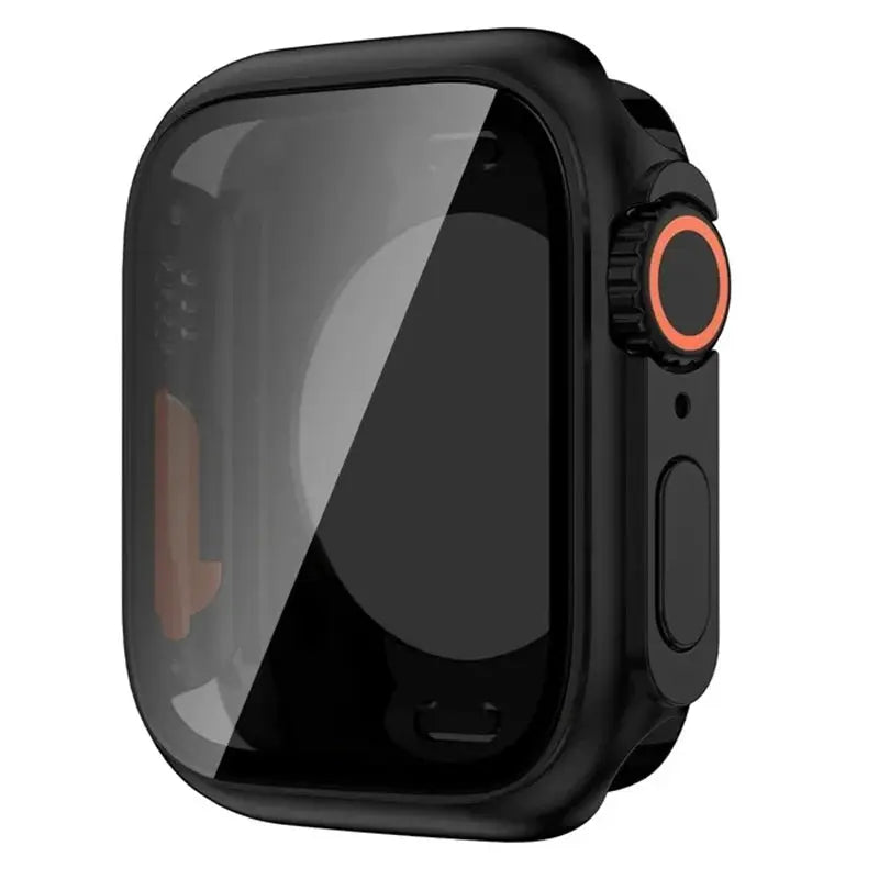 Screen protector cover for Apple Watch, black PC front/rear bumper case, fits 40–46mm