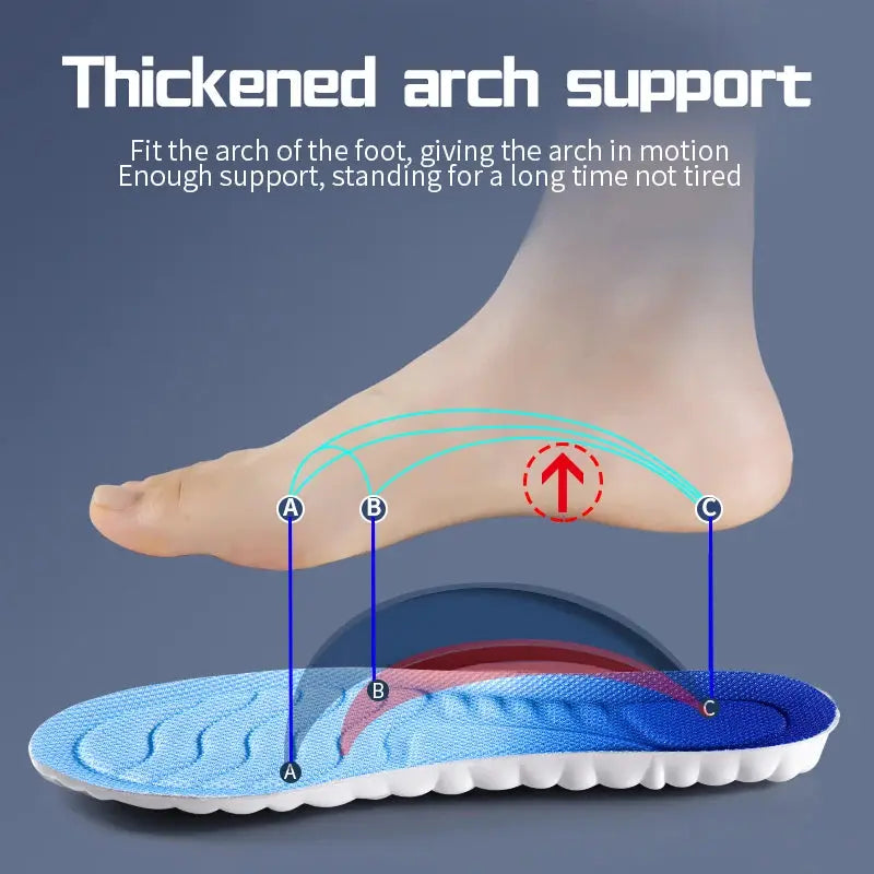 4D Cloud Technology Insoles For Shoes PU Memory Foam Breathable Cushioned Shock Absorption Arch Support For Running