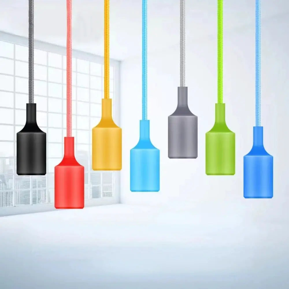 Pendant lights by Simples Market; silica gel single-head pendant lamps on 100cm cords, 8 colors, E27 holder, modern.