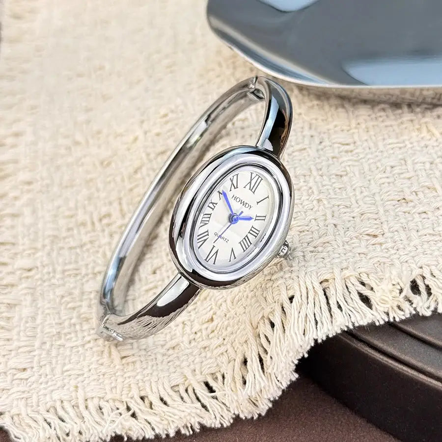 Luxora Bath Tub Bracelet Watch For Women With Oval Quartz Case And Small Dial Roman Numerals