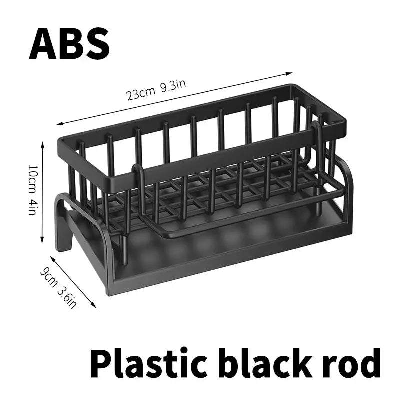 Dish rack from Simples Market, plastic black rod-style rack with drainage tray for kitchen sink