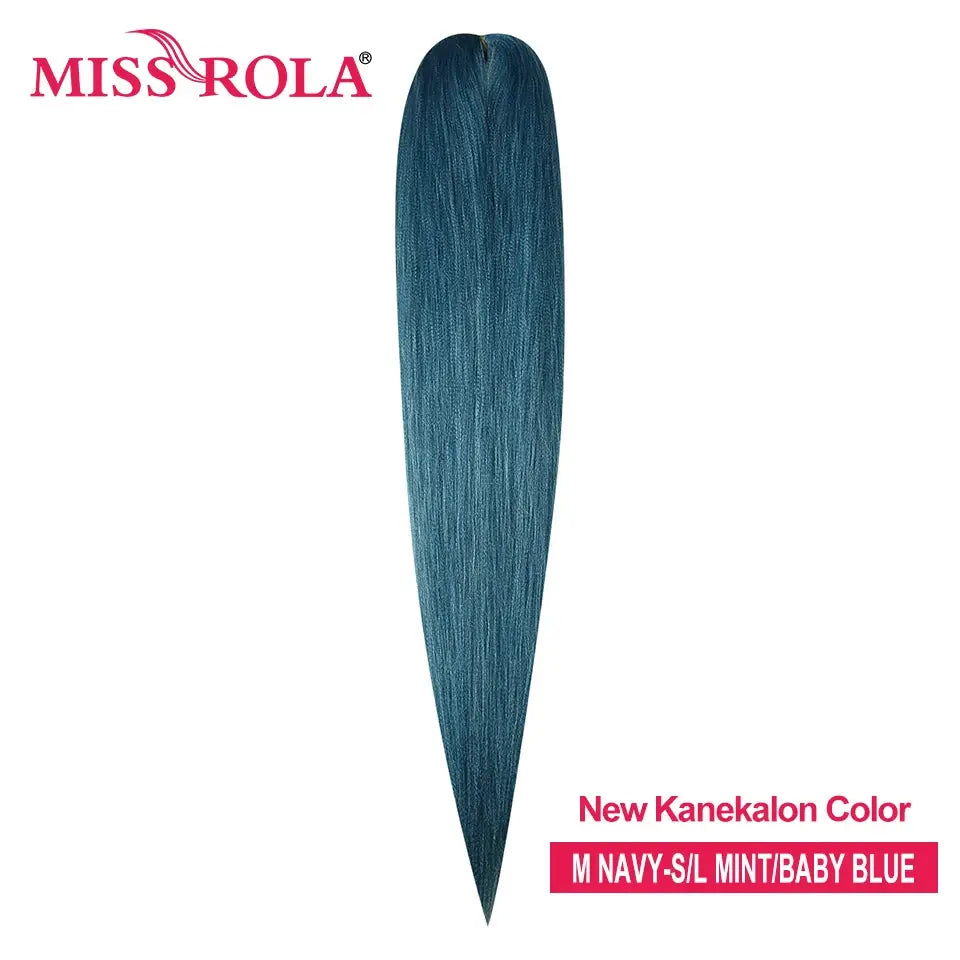 Miss Rola synthetic jumbo braiding hair, Kanekalon EZ Twist, navy mint baby blue color, 6 piece pack