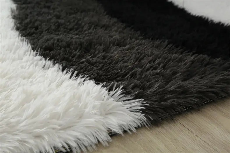 Simples Market premium fluffy area rug with white and black shag, ultra-soft living room carpet