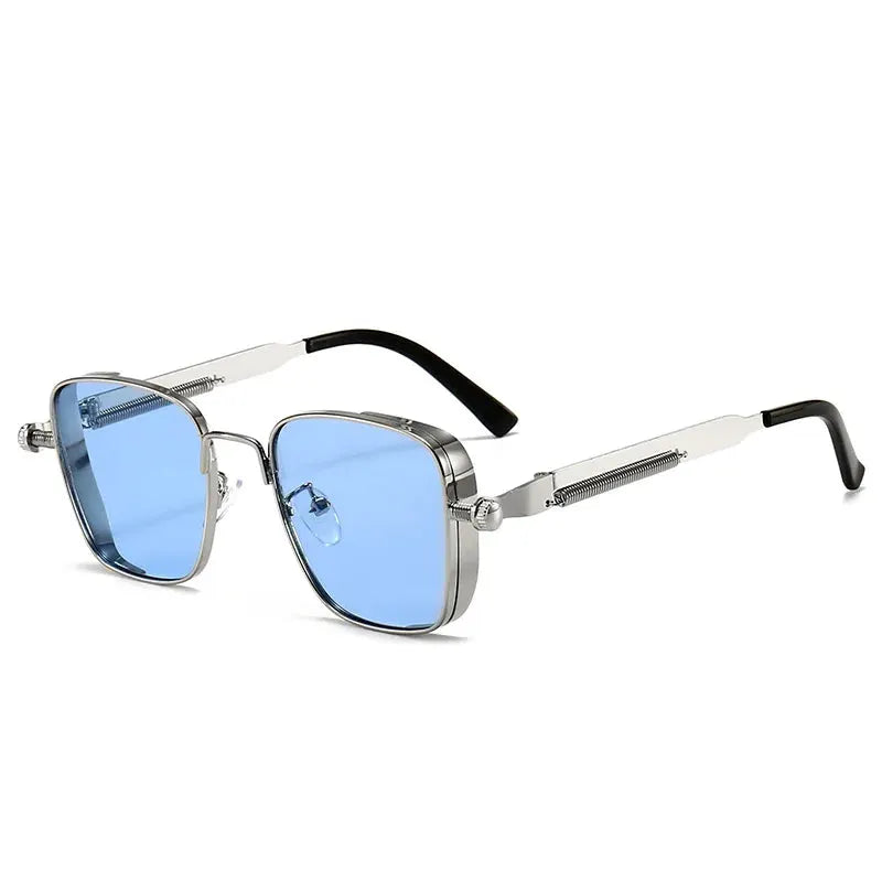 Men's Steampunk Sunglasses With Box Edging Frames European American Retro Style Metal Spring Details Indian Inspired