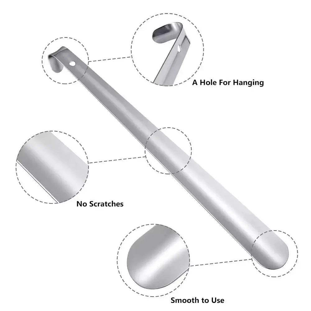42cm stainless steel shoehorn with long handle and hanging hole