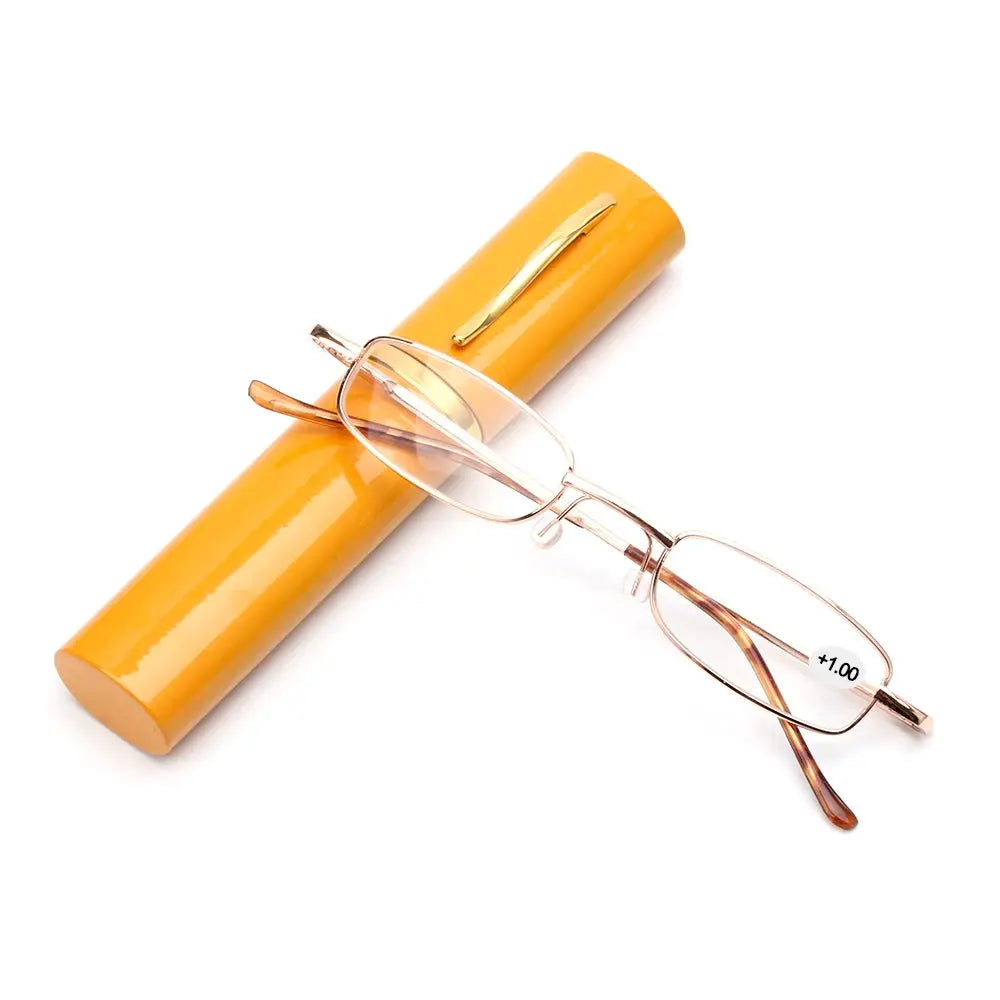 Elegant Reading Glasses Metal Frame Ultra Thin Design Lightweight Portable Mini Eyewear For Men And Women With Case