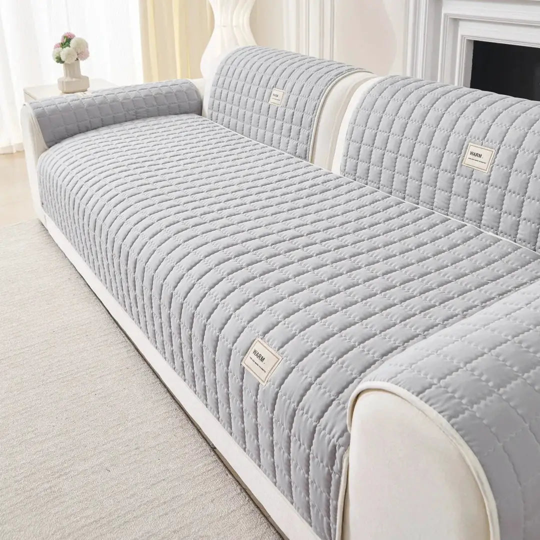 Sofa slipcover Simples Market; light gray quilted anti-slip cover for sofa