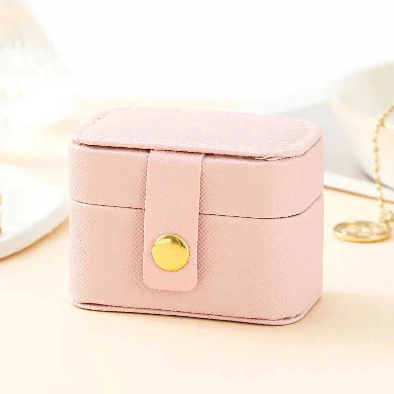 Mini Portable Leather Jewelry Storage Box Travel Organizer For Rings Necklaces And Earrings Gift