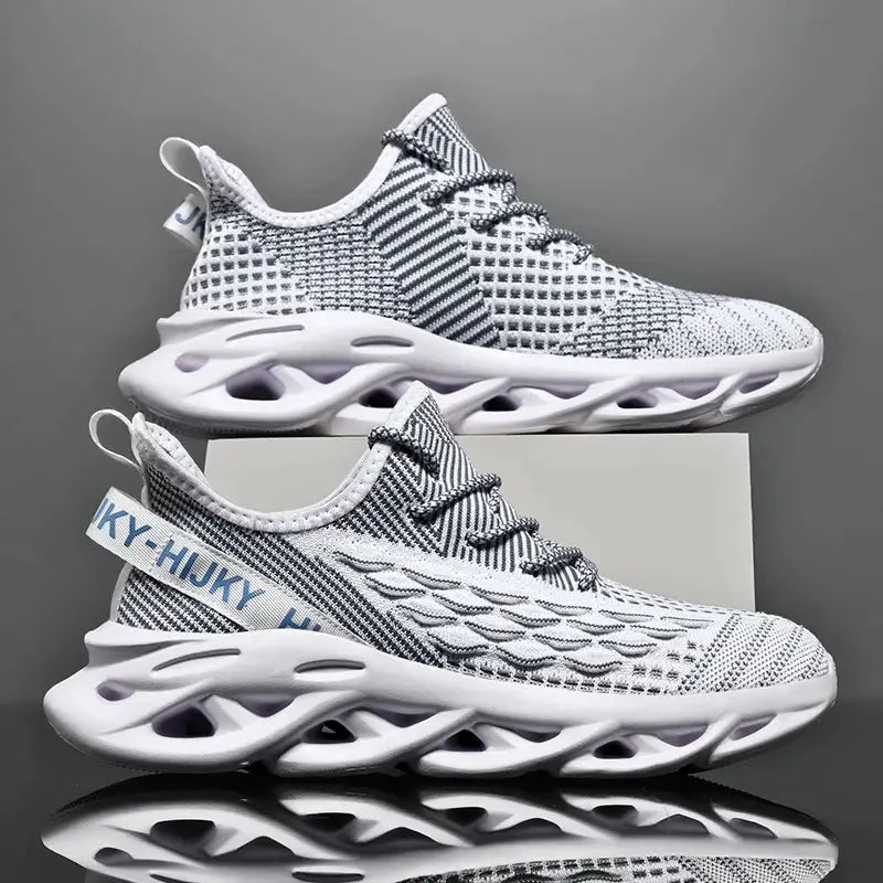 Mens Casual Sneakers Breathable Flyknit Upper Running Shoes Luxury Trainers For Everyday Wear