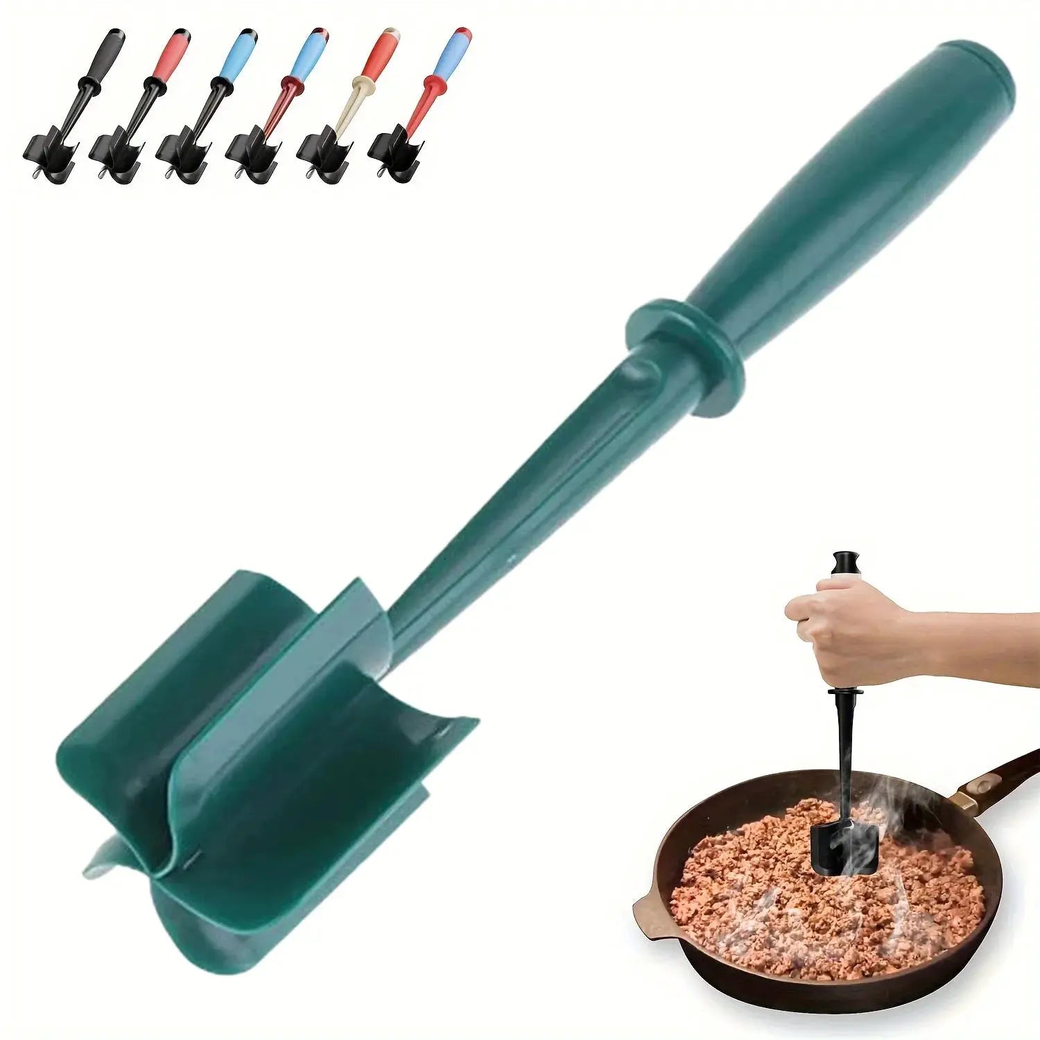 Meat Chopper And Masher With 5-Blade Heavy Duty For Burgers And Hash Browns Nonstick Dishwasher Safe Heat Resistant Grip