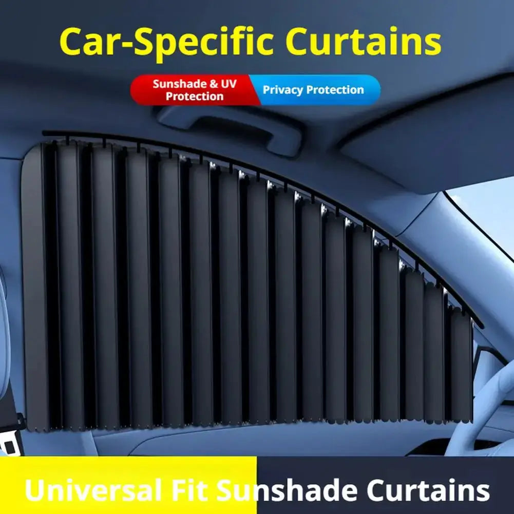 Car side window sun shade Simples Market, automatic telescopic foldable curtain, UV-blocking privacy for black sedan/SUV