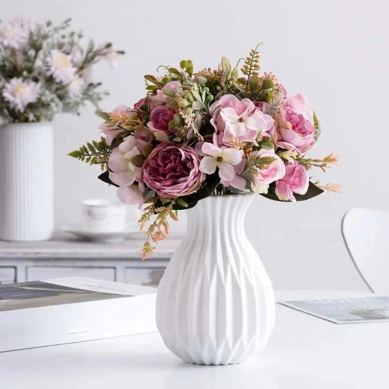 White Plastic Modern Vase For Living Room Decor Scandinavian Style Flower Pot Wedding Floral Arrangement Vase - Simples Market