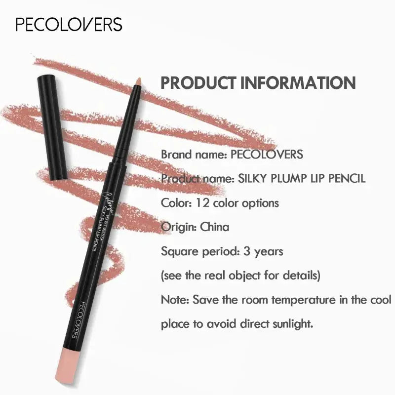LuxLips Waterproof Matte Lipliner Pencil 12 Colors Long Lasting Smudge Proof Hydrating Lip Definer