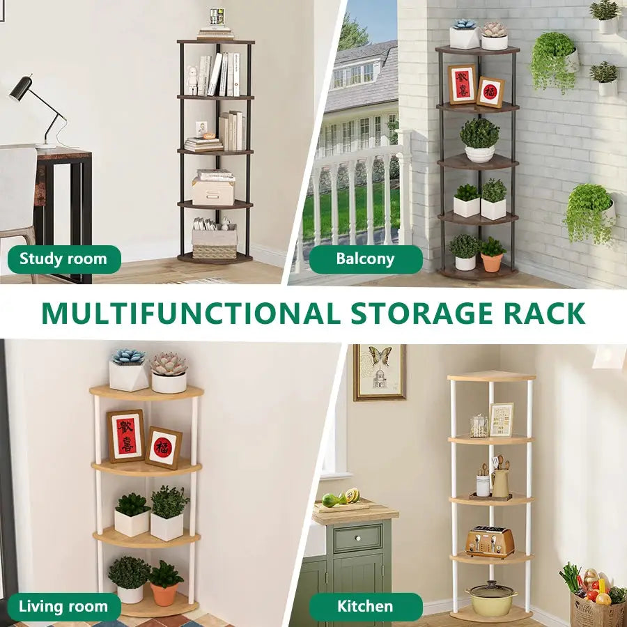 Wall Corner Shelf Storage Rack With Tiers For Living Room Kitchen Bedroom Bookshelf Plant And Flower Display 3 4 5 6