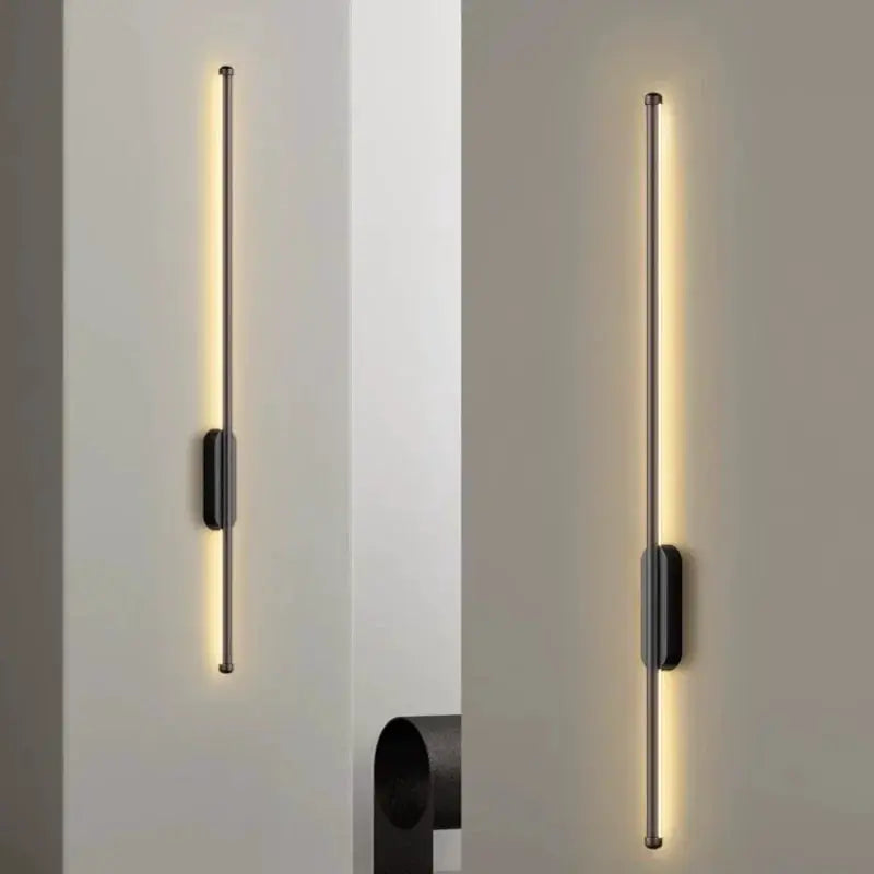Simples Market USB rechargeable LED wall lamp pair, slim black vertical wall lights with warm glow