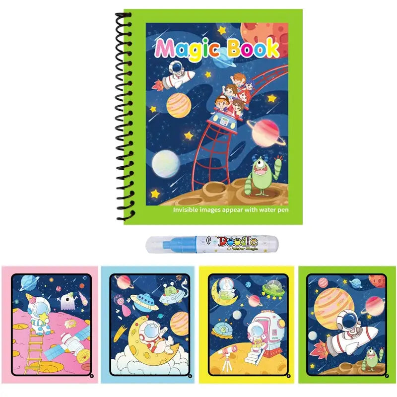 Reusable Water Drawing Book Mess Free Magic Painting Pad With Refillable Water Pen For Kids Learning Educational Toy