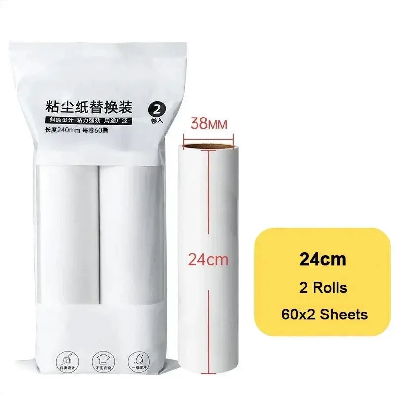 Simples Market lint roller refill with 2 tearable brush head rolls, white, 24cm each, includes 60x2 sheets