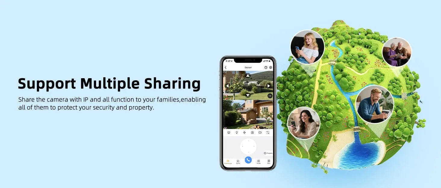 Simples Market 10K 20MP outdoor WiFi security camera with multiple sharing via mobile app; 1 smartphone and globe