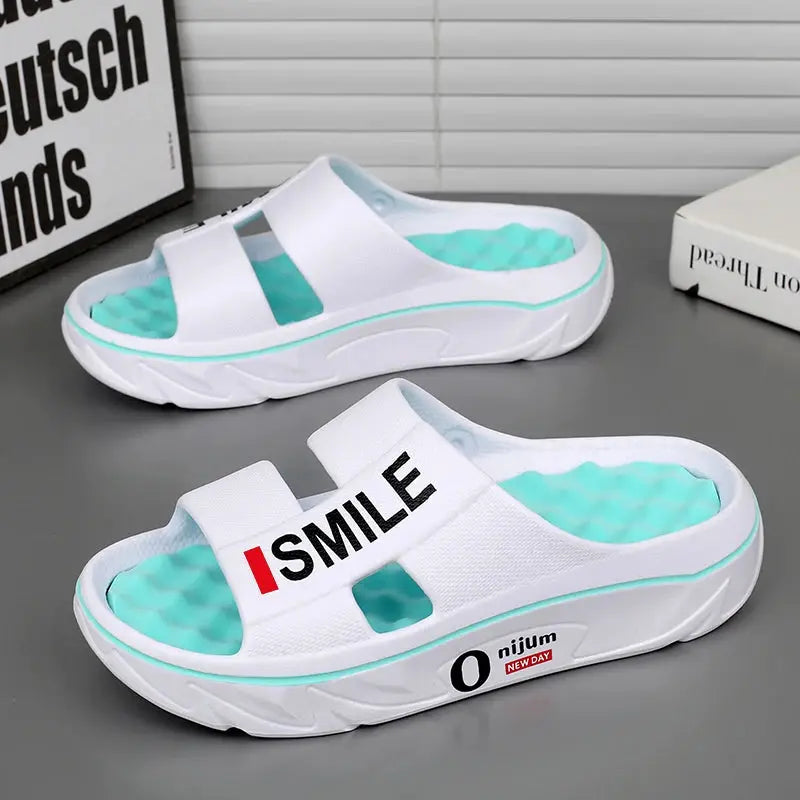 Summer New Men's Massage Slippers Indoor Outdoor Sandals Soft Cushioned Slides For Beach Home Casual Wear