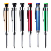Simples Market 6Pcs metal carpenter pencils with caps and built-in sharpener, 2.8mm, assorted colors