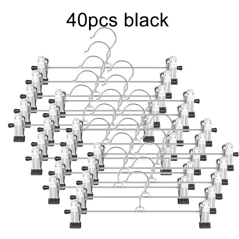 40pcs black metal pants racks with anti-slip clips for drying trousers in wardrobe by Simples Market