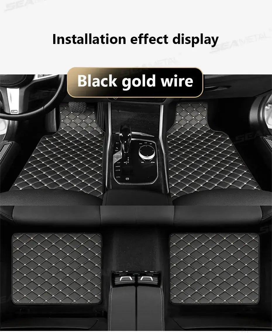 SEAMETAL 4-piece car floor mat set, black diamond-quilted, waterproof all-weather mats by Simples Market