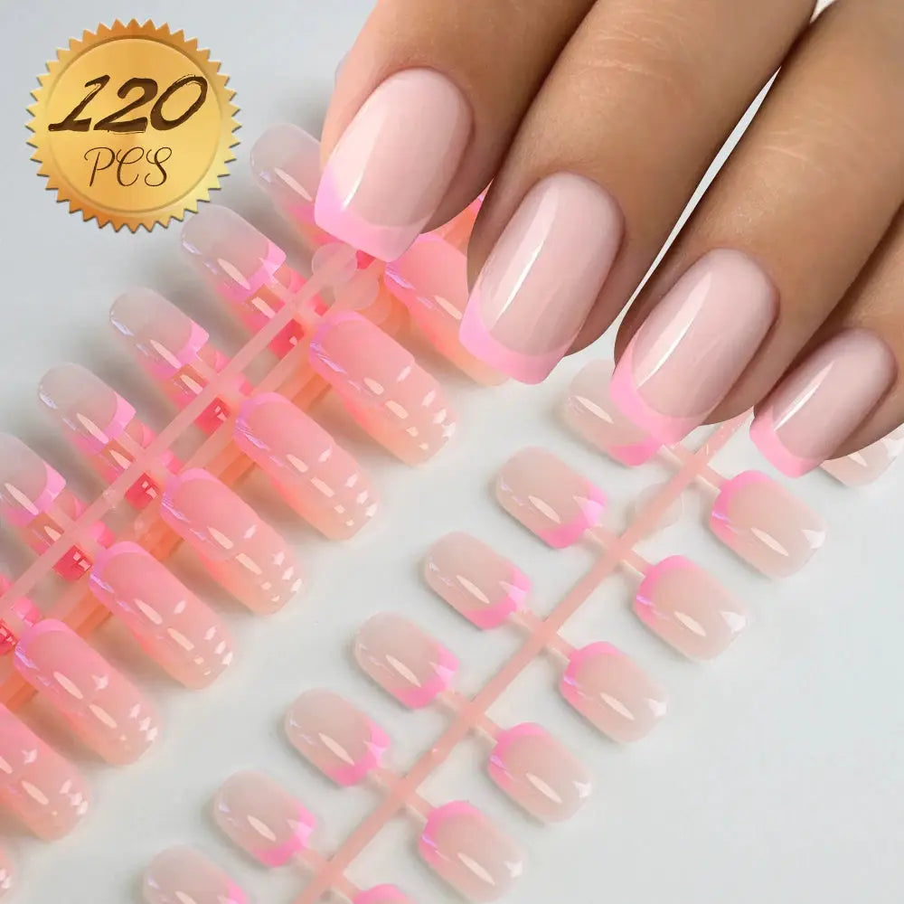 Nailuxe Light Pink Press On Nails Short To Medium Square Full Cover Tips 100 Piece Set For Hands And Feet